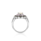 Pierścionek srebrny z markasytami i masą perłową