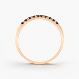 Pierścionek różowe złoto z czarnymi szafirami