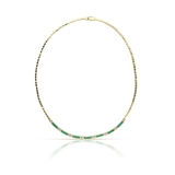 Naszyjnik złoty z diamentami i szmaragdami