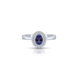 Pierścionek białe złoto z brylantami i tanzanitem