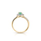 Pierścionek złoty z diamentami i szmaragdem