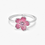 Pierścionek srebrny Kwiaty Nocy Wiśnia