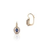 Kolczyki złote z brylantami i szafirem