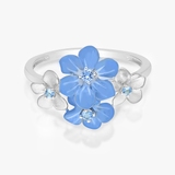 Pierścionek srebrny Kwiaty Nocy Niezapominajki