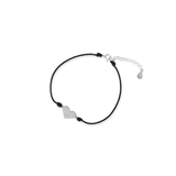 Bransoletka srebrna celebrytka na czarnym sznurku serce