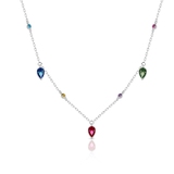 Naszyjnik srebrny z kolorowymi cyrkoniami