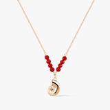 Naszyjnik złoty z muszlą i koralem Santorini