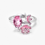 Pierścionek srebrny Kwiaty Nocy Wiśnia