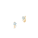 Kolczyki złote kwiatuszki z niebieskimi cyrkoniami