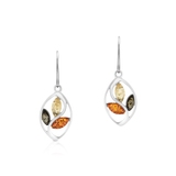 Kolczyki srebrne z bursztynami liście