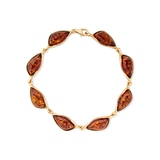 Bransoleta srebrna pozłacana z bursztynami