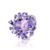 Pierścionek srebrny Kwiaty Nocy Fioletowy Bez