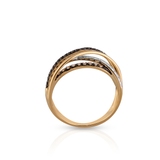 Pierścionek złoty bicolor z diamentami i brylantami