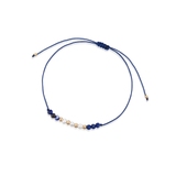 Bransoleta sznurkowa z perłami i lapisem lazuli