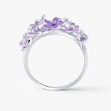 Pierścionek srebrny Kwiaty Nocy Fioletowy Bez