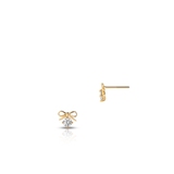 Kolczyki złote cyrkonia z kokardką