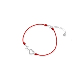 Bransoletka srebrna celebrytka na czerwonym sznurku serce