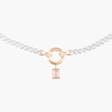 Wisiorek złoty z kwarcem różowym