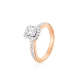 Pierścionek złoty bicolor z brylantem i diamentami