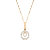 Wisiorek złoty z perłą i cyrkoniami