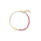 Bransoleta srebrna pozłacana z sercem i czerwonym sznurkiem