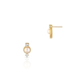 Kolczyki srebrne pozłacane z perłą i cyrkoniami