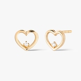 Kolczyki złote serca z cyrkonią