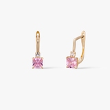 Kolczyki złote z różową cyrkonią