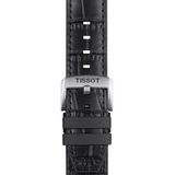 Czarny pasek Tissot wykonany ze skóry z elementami z gumy 22 mm