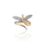 Pierścionek złoty bicolor ważka