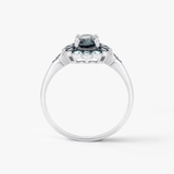 Pierścionek białe złoto z topazami