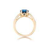 Pierścionek złoty z topazem i diamentami