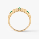 Pierścionek złoty ze szmaragdami TRIO