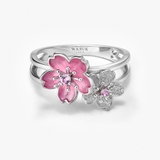 Pierścionek srebrny Kwiaty Nocy Wiśnia