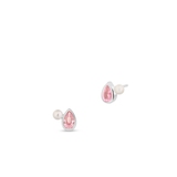 Kolczyki srebrne z perłą i różową cyrkonią