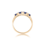 Pierścionek złoty z diamentami i szafirami