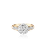 Pierścionek złoty bicolor z brylantami i diamentami