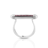 Pierścionek białe złoto z diamentami i różowymi szafirami