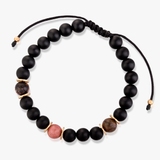 Bransoleta sznurkowa z onyksami i rodonitami