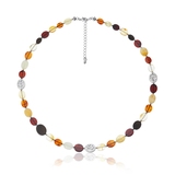 Naszyjnik srebrny z bursztynami