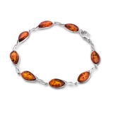 Bransoleta srebrna z bursztynem