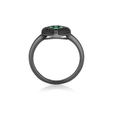 Pierścionek srebrny z czarnymi i zielonymi cyrkoniami METEORY