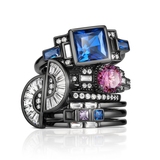 Kolczyki srebrne z czarnymi i zielonymi cyrkoniami METEORY