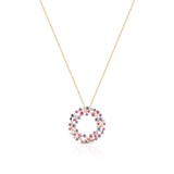 Naszyjnik różowe złoto z brylantami i szafirami