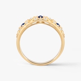 Pierścionek złoty z szafirami TRIO