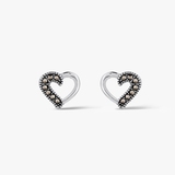 Kolczyki srebrne serca z markazytami