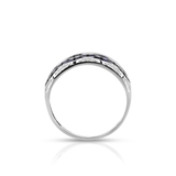 Pierścionek białe złoto z szafirami i diamentami