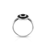 Pierścionek białe złoto z czarnymi brylantami