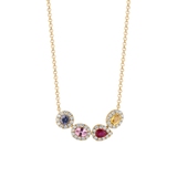 Naszyjnik złoty z brylantami i szafirami