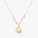 Naszyjnik złoty z perłami i muszlą Santorini